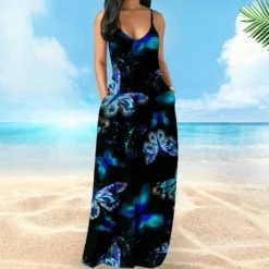 Women's Bohemian Strap Dress Digital Print Holidays Sexy Maxi Dress -Women Fashion Shop 1a22d2ac06ea5d0d