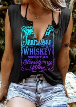 Women'S Summer Tank Top Letter Print V-Neck Sleeveless T-Shirt -Women Fashion Shop 1a9fe04e259e8a13