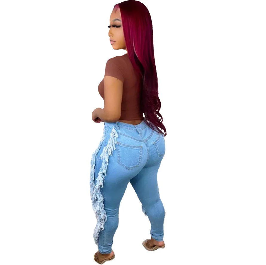 Women's Ripped Fashion Fringe Sexy Slim Skinny Jeans 7 Women's Ripped Fashion Fringe Sexy Slim Skinny Jeans - Image 6
