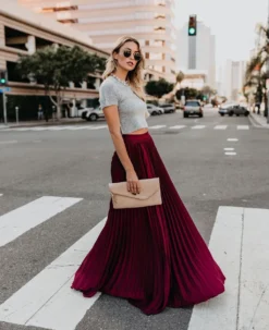 Elegant Solid Color Plus Size High Waist Women's Pleated Long Skirt -Women Fashion Shop 1aff4795dea56293