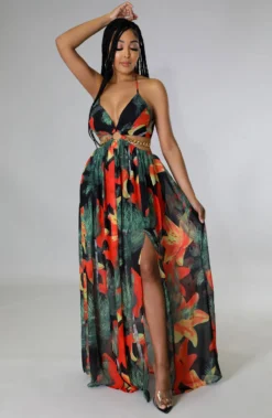 Women's Floral Printed Halter Blackless Slit Maxi Dress 25 Women's Floral Printed Halter Blackless Slit Maxi Dress -Women Fashion Shop 1b40365beb923f3d
