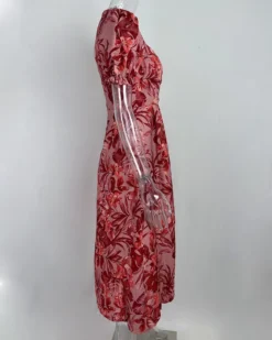 Women's Chic Career Floral Square Neck Sexy Slit Dress -Women Fashion Shop 1be90b7802b28e24