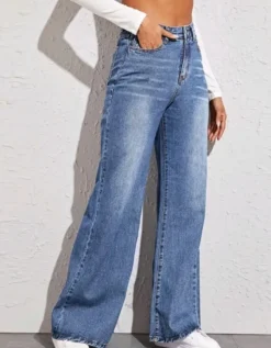 Loose High Waisted Wide Leg Denim Pants -Women Fashion Shop 1c2af417490c631a