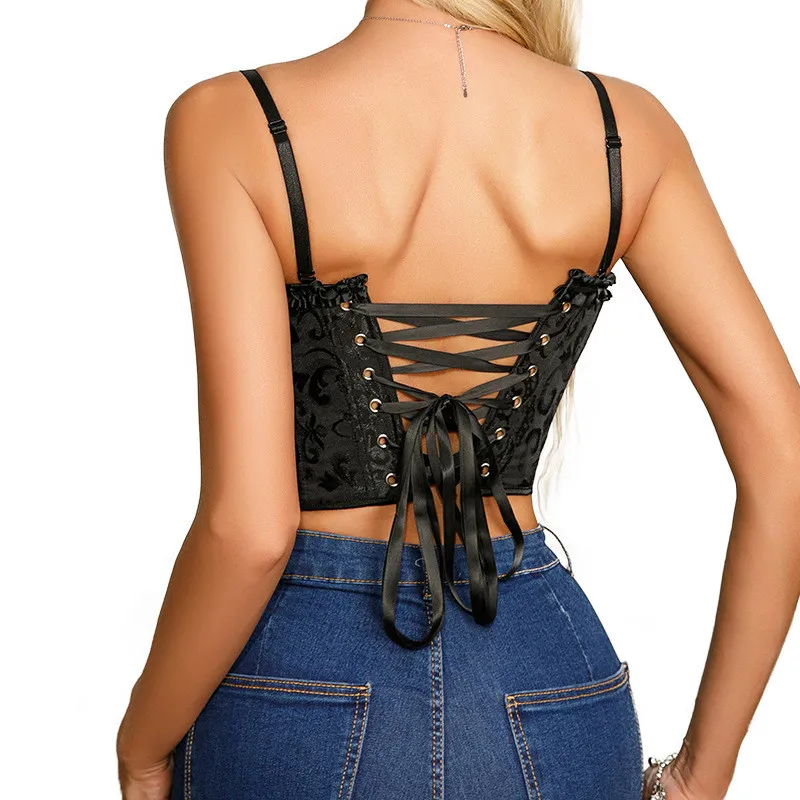 Camisole Lace Corset Buckle Jacquard Lace-Up Fashionable Vest 4 Camisole Lace Corset Buckle Jacquard Lace-Up Fashionable Vest - Image 2