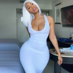 Summer Fashion Sexy U Neck Sleeveless Slim Chic Dress -Women Fashion Shop 1d26c9b331b6af81