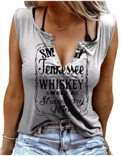Women'S Summer Tank Top Letter Print V-Neck Sleeveless T-Shirt -Women Fashion Shop 1e268e117febb335