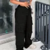 Street Multi-Pocket Solid Color Loose Straight Denim Cargo Pants 2 Street Multi-Pocket Solid Color Loose Straight Denim Cargo Pants -Women Fashion Shop 1e5f6957ea036884