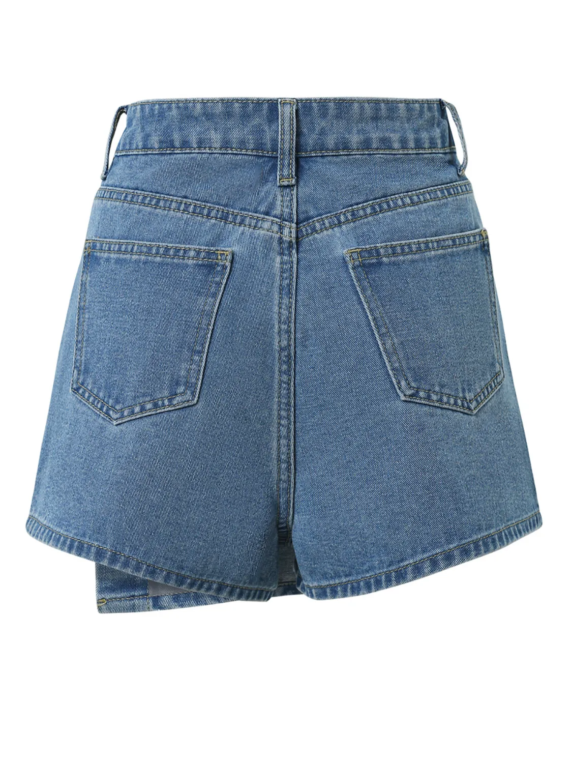 Women Multi-Color Floral Print Asymmetric Denim Skirt 4 Women Multi-Color Floral Print Asymmetric Denim Skirt - Image 2