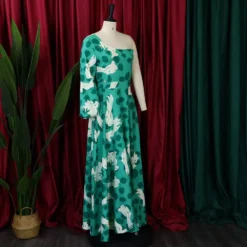 Women's Fall Slash Shoulder Long Sleeve Print Plump Maxi Dress Dress -Women Fashion Shop 1ec99781f3ba81c1