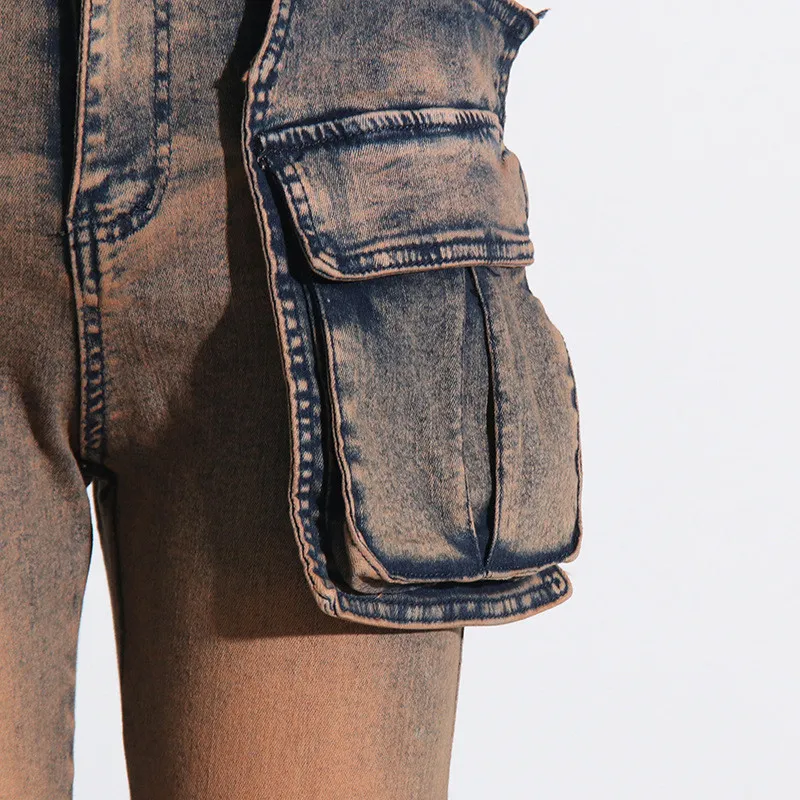 Stylish Casual Patchwork Multi-Pocket Denim Pants 4 Stylish Casual Patchwork Multi-Pocket Denim Pants - Image 2