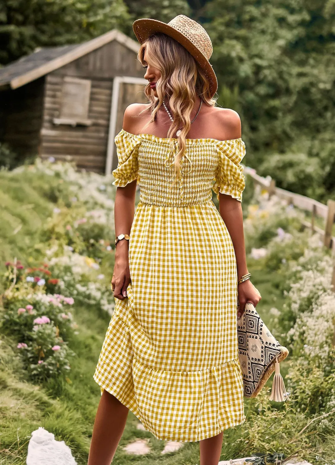 Women Holidays Off Shoulder Plaid Dress 15 Women Holidays Off Shoulder Plaid Dress - Image 13
