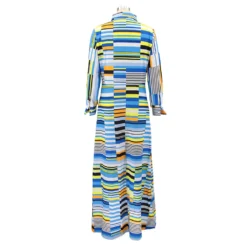 Women Irregular Print Turndown Collar Long Sleeve Maxi Dress -Women Fashion Shop 1f605b66be4bd2e8