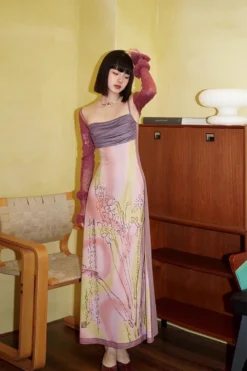 Summer Ink Painting Print Strap Long Dress -Women Fashion Shop 1f72f42837103720