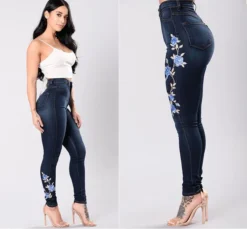 Denim Pants Embroidered Stretch Pencil Pants High Waist Trousers Women Jeans -Women Fashion Shop 1f870a3a1179f928