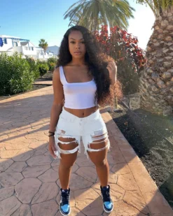 Summer Women's Denim Shorts Ripped Loose High Waist Knee-Length Shorts -Women Fashion Shop 1fd2dbc50133d940