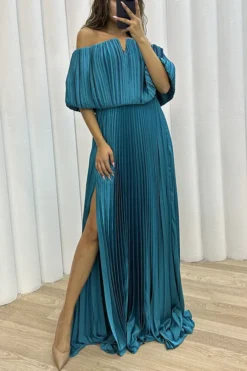 Winter And Spring Pleated Off Shoulder Slit Elegant Sexy Dress For Women -Women Fashion Shop 200b82eb5dac9728