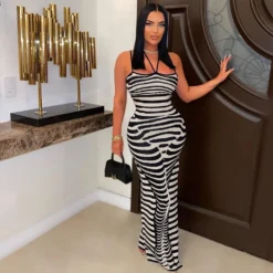 Women Ribbed Print Maxi Dress -Women Fashion Shop 20548aa1f72ed224