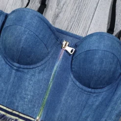 Street Outdoor Wear Suspenders Low Back Stretch Denim Zip Camisole Sexy Shapewear -Women Fashion Shop 213972fafa6cb30a