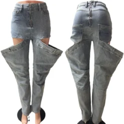 Fashionable Women's Clothing Stretch Casual Hollow Denim Pants -Women Fashion Shop 215a582ff416b580