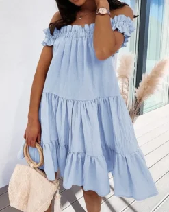 Women Pleated Off Shoulder Dress -Women Fashion Shop 21865fda16a8a67e