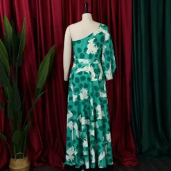 Women's Fall Slash Shoulder Long Sleeve Print Plump Maxi Dress Dress -Women Fashion Shop 2295c56786147b0f