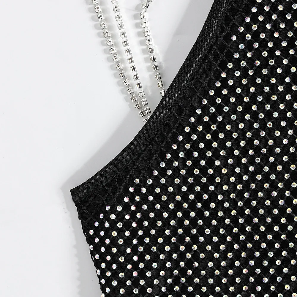 Women Sexy Halter Neck Metal Rhinestone Chain Crop Top 17 Women Sexy Halter Neck Metal Rhinestone Chain Crop Top - Image 15