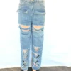 Women's Summer Loose High Waist Wide Leg Ripped Denim Pants Casual Jeans -Women Fashion Shop 230df001c70ab6f8