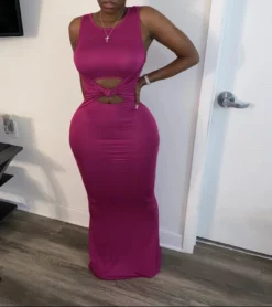 Sexy Women's Solid Color Sleeveless Cutout Women's Long Dress -Women Fashion Shop 2536c56e15d934db