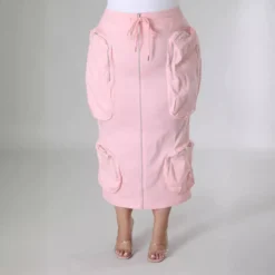 Plus Size Women Waist Cord Zipper Cargo Skirt -Women Fashion Shop 25c933b4b7ec7a81