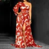 Women's Fall Slash Shoulder Long Sleeve Print Plump Maxi Dress Dress -Women Fashion Shop 2644402a3cbb9ebf