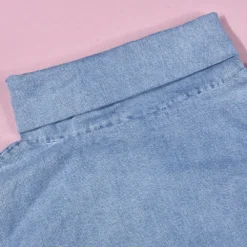 Denim Dress Sexy Hollow Wash High Neck Women -Women Fashion Shop 2681b5b419894e52