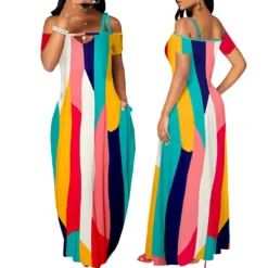 Sexy Fashion Digital Print Off Shoulder Strapless Maxi Dress -Women Fashion Shop 268e2c0a08a8dd2a