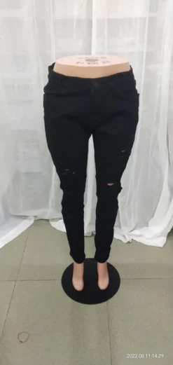 Women Spring Black Straight High Waist Solid Ripped Full Length Skinny Jeans Pants 11 Women Spring Black Straight High Waist Solid Ripped Full Length Skinny Jeans Pants -Women Fashion Shop 2745840aa24b4704