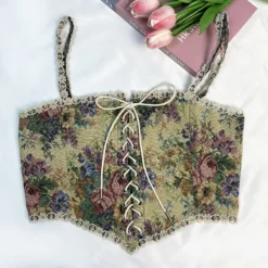 Women'S French Court Retro Style Camisole Female Wrapped Chest Lace-Up Corset -Women Fashion Shop 292d79652146c9ed