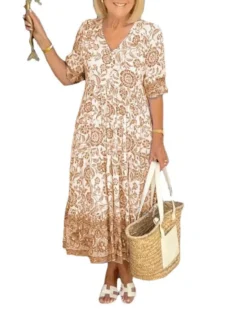 Summer Chic Career Long Floral Tie-Dye Print Plus Size Loose Versatile Dress For Women -Women Fashion Shop 2951d7090e3b2264