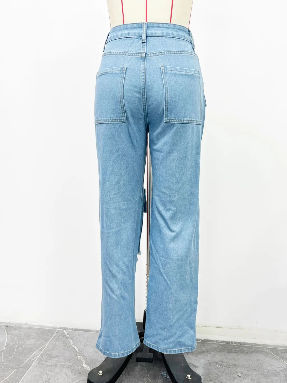 Women Casual Ripped Denim Wide Leg Pants 5 Women Casual Ripped Denim Wide Leg Pants - Image 3