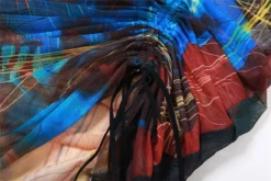 Spring Women's Fashion Print Mesh Hollow Round Neck High Waist Slim Dress -Women Fashion Shop 2a6ff6ba2147b6c4