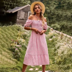 Women Holidays Off Shoulder Plaid Dress 18 Women Holidays Off Shoulder Plaid Dress -Women Fashion Shop 2a71da660d235d31