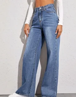 Loose High Waisted Wide Leg Denim Pants -Women Fashion Shop 2c37a033528824fb