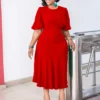 Women's Summer Chic Elegant Solid Plus Size Dress -Women Fashion Shop 2d8c67e81fdc63cb