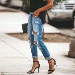 American Retro Ripped Straight Women's Denim Pants 16 American Retro Ripped Straight Women's Denim Pants -Women Fashion Shop 2e71b510ca6c441d