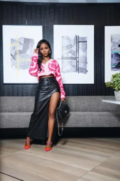 Women's High Slit PU Leather Long Skirt -Women Fashion Shop 2eea1009c13a0a8a