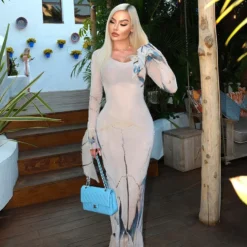 Women's Autumn Fashion Casual Printed Long Sleeve Round Neck Flowing Sleeve Hem Sexy Dress 31 Women's Autumn Fashion Casual Printed Long Sleeve Round Neck Flowing Sleeve Hem Sexy Dress -Women Fashion Shop 2ef4af42df3aef7d