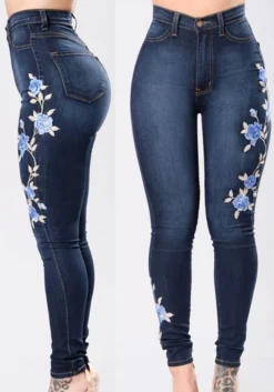 Denim Pants Embroidered Stretch Pencil Pants High Waist Trousers Women Jeans -Women Fashion Shop 2eff3e542640835f