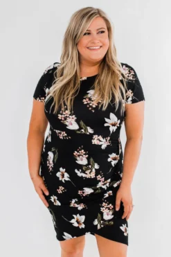 Women Cropped Round Neck Print Short Sleeve Dress -Women Fashion Shop 2f0e3d189ed6902c