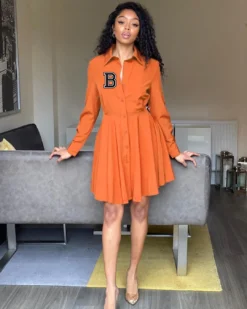 Women's Shirt Dress Long Sleeve Letter Print Dress -Women Fashion Shop 2f4164074bbeb440