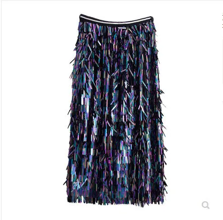 Women Fringed Sequin High Waist Bodycon Skirt 11 Women Fringed Sequin High Waist Bodycon Skirt - Image 9