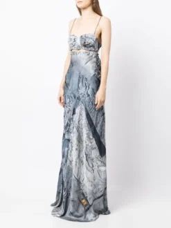 Sexy Ladies Denim Print Pin Embellished Backless Slip Maxi Dress -Women Fashion Shop 2fea0a6a9f063f57