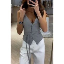 Spring Summer Strappy Casual Women'S Top Holidays Loose Fashion Vest -Women Fashion Shop 30164b25a210328d