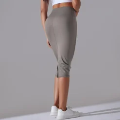 Women High Waist Stretch Slit Sports Skirt